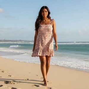 Agua Bendita Target Plus 2X Tile Floral Ruffle Sleeves Pockets Coquette‎ Dress